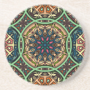 Colourful Mandala: Vintage Floral Hand Drawn Coaster