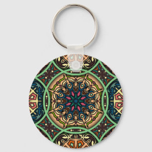 Colourful Mandala: Vintage Floral Hand Drawn Key Ring