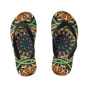 Colourful Mandala: Vintage Floral Hand Drawn Kid's Thongs