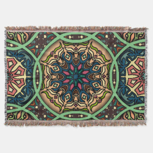 Colourful Mandala: Vintage Floral Hand Drawn Throw Blanket