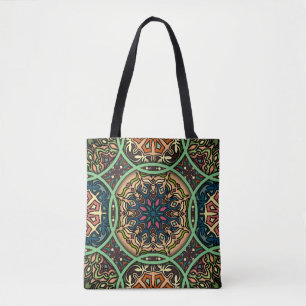 Colourful Mandala: Vintage Floral Hand Drawn Tote Bag
