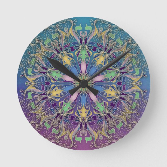 Colourful Mandala Wall Clock  (Front)