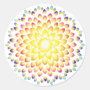 Colourful Mandala Watercolor Rainbow Radiance Classic Round Sticker