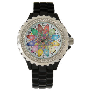 Colourful Mandala with Arabic Numbers Watch