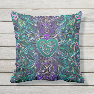 Colourful Mandala With Celtic Heart Cushion