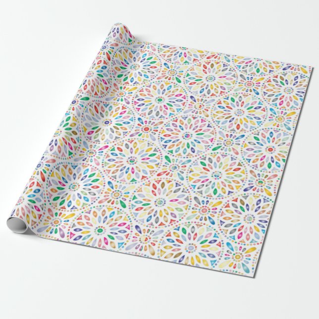 Colourful mandala wrapping paper (Unrolled)
