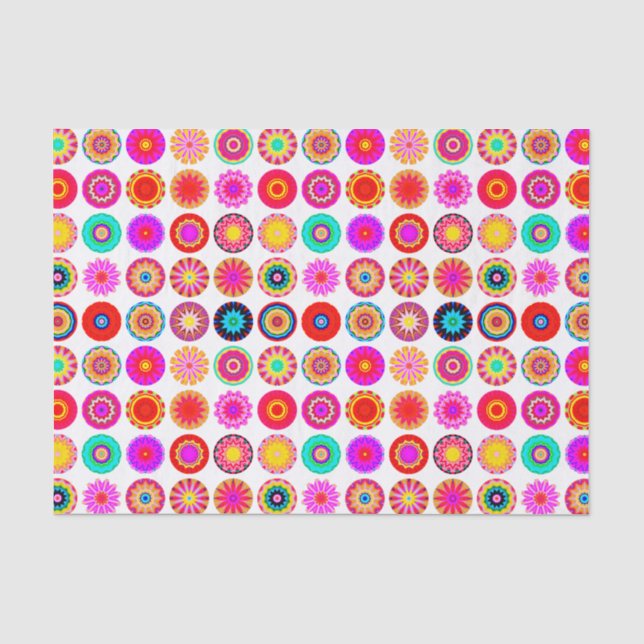 Colourful Mandalas - on White Tissue Paper (Front)