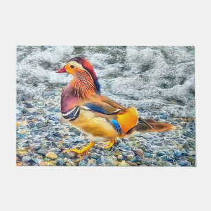 Colourful Mandarin Duck at the Lake Doormat