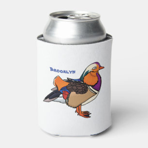 Colourful mandarin duck illustration can cooler