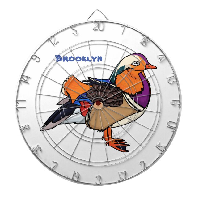 Colourful mandarin duck illustration dartboard (Front)