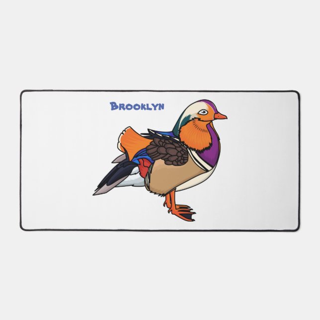 Colourful mandarin duck illustration desk mat (Front)