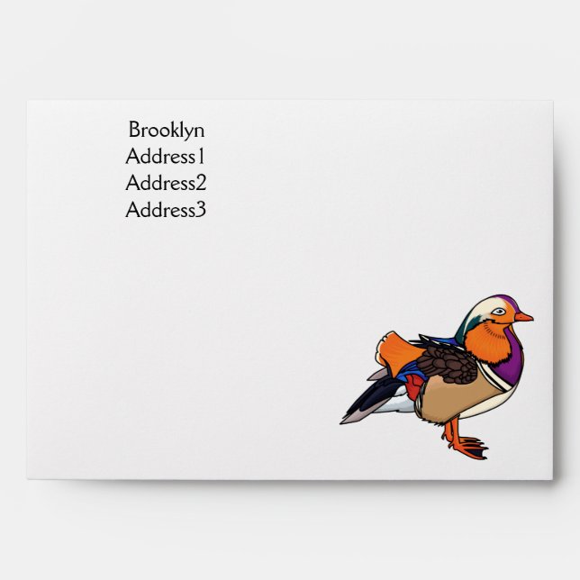 Colourful mandarin duck illustration envelope (Front)