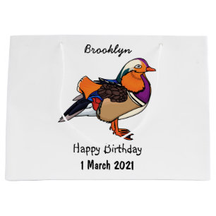 Colourful mandarin duck illustration large gift bag
