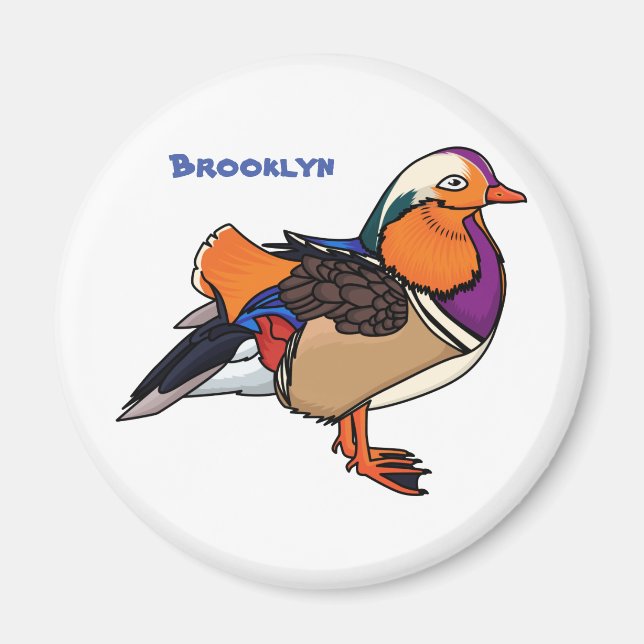 Colourful mandarin duck illustration magnet (Front)