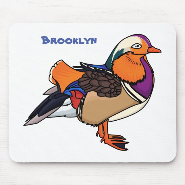 Colourful mandarin duck illustration mouse pad (Front)
