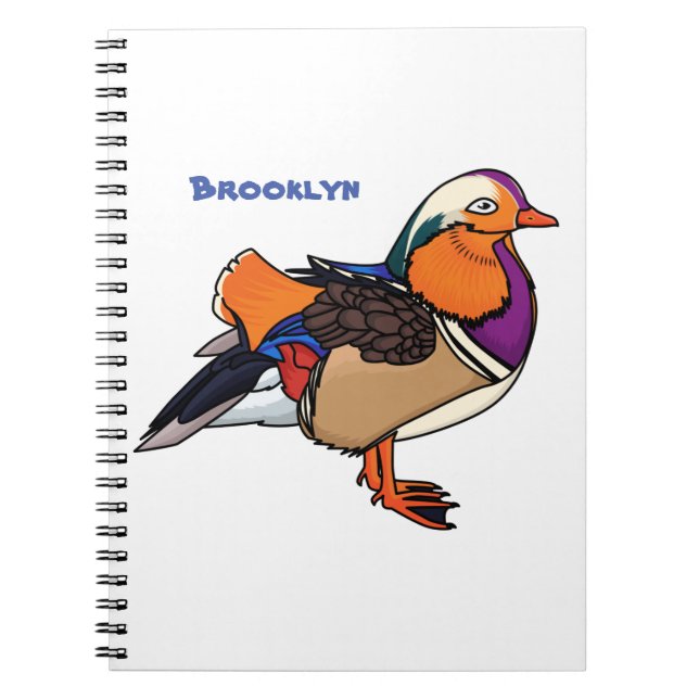 Colourful mandarin duck illustration notebook (Front)