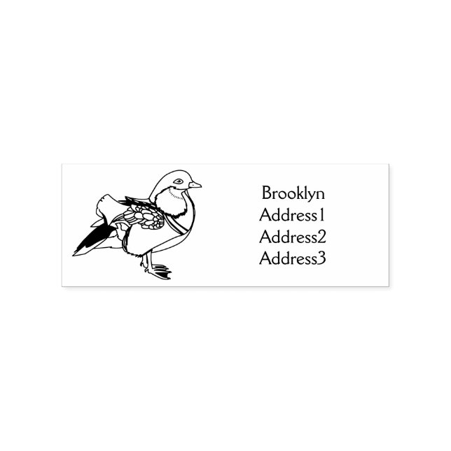 Colourful mandarin duck illustration rubber stamp (Imprint)