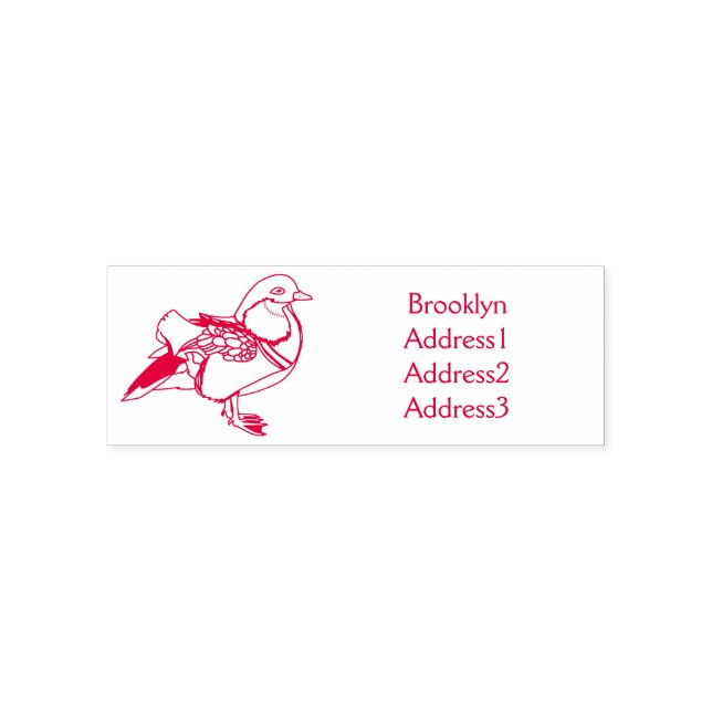Colourful mandarin duck illustration self-inking stamp (Design)