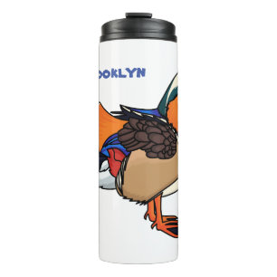 Colourful mandarin duck illustration thermal tumbler