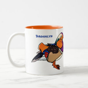 Colourful mandarin duck illustration Two-Tone coffee mug