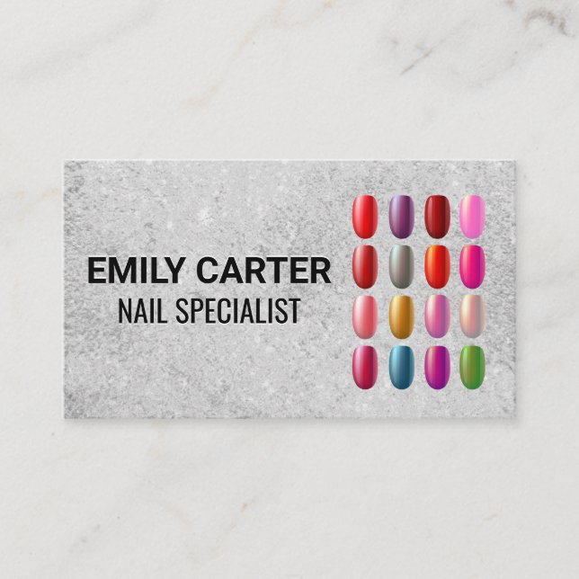 Colourful Manicure Nails Business Card (Front)
