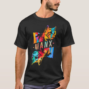 Colourful Manx cat breed no tail breeders T-Shirt