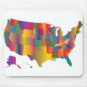 Colourful Map of America Mouse Pad