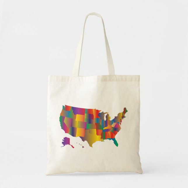 Colourful Map of America Tote Bag (Front)