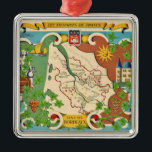 Colourful Map of Bordeaux France  Metal Ornament<br><div class="desc">A vintage,  colourfully illustrated image featuring the Bordeaux region wines of France repurposed on an ornament for holiday giving or just anytime!</div>