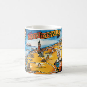 Colourful Map of Côte d’Opale, France Mug