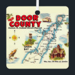 Colourful Map of Door County  Metal Tree Decoration<br><div class="desc">Vintage Door County map that is wonderfully illustrated  and now repurposed! You can customise the back by enlarging or removing the image and adding any personalisation you wish.</div>