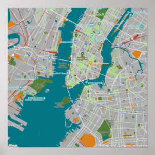 Colourful map of NYC Poster