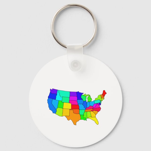 Colourful map of the United States of America Key Ring (Front)