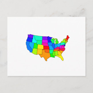 Colourful map of the United States of America Postcard