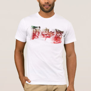 Colourful Maple Leaf Mosaic Waving Canada Flag T-Shirt