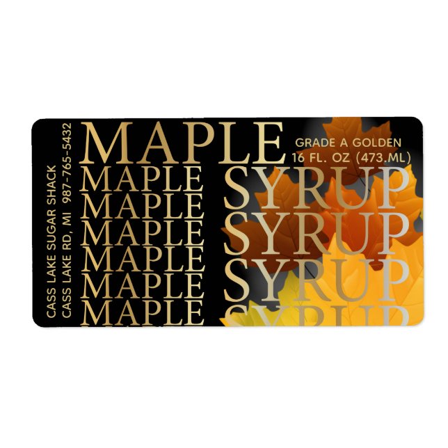 Colourful Maple Leaf Plastic Jug Syrup label (Front)