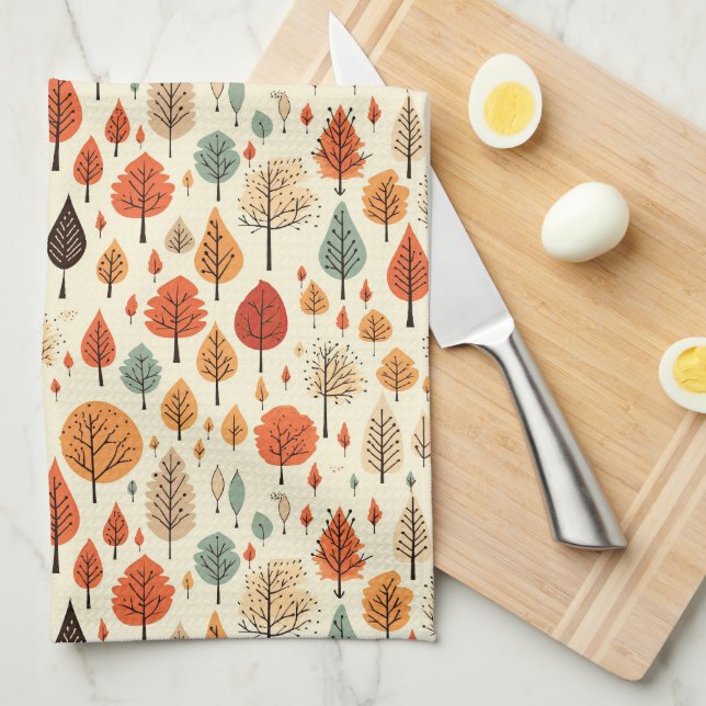 Colourful Maple Leaf Tea Towel (Quarter Fold)