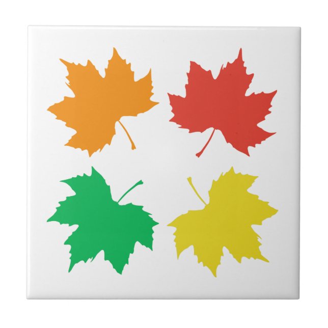 Colourful maple leaves pattern ceramic tile (Front)