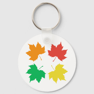 Colourful maple leaves pattern key ring