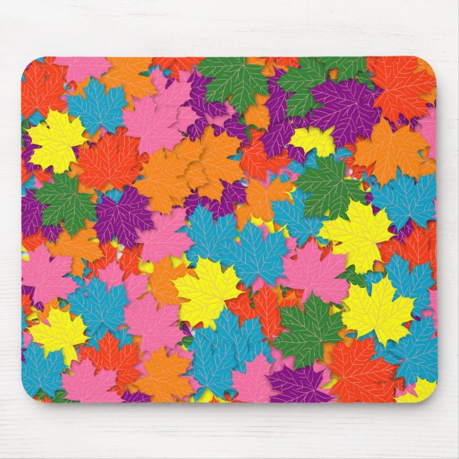 Colourful maple leaves pattern mouse pad (Front)