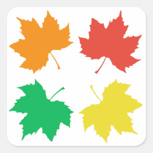 Colourful maple leaves pattern square sticker