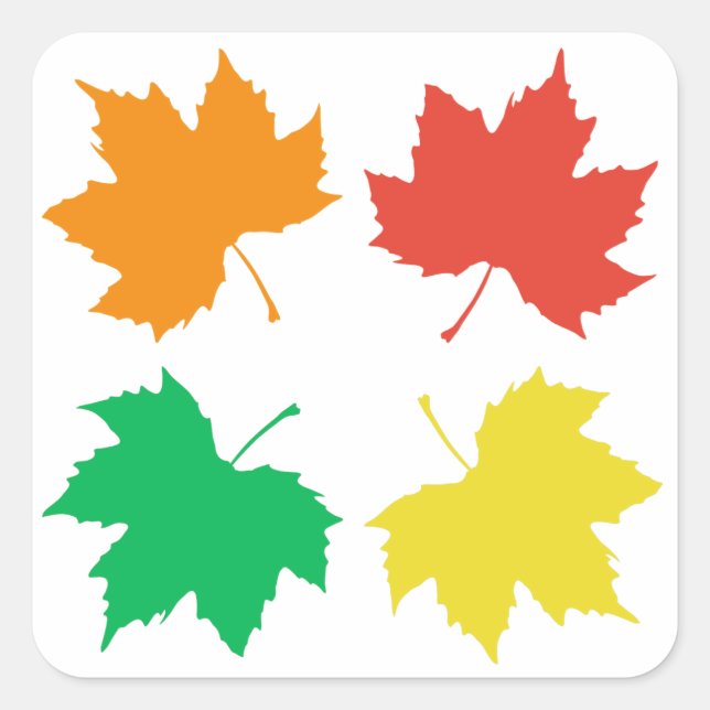 Colourful maple leaves pattern square sticker (Front)