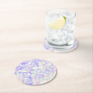 Colourful Marble 1 Round Paper Coaster