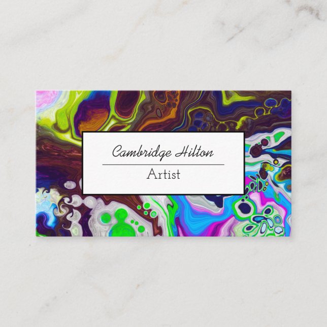 Colourful Marble Abstract Fluid Art  Business Card (Front)
