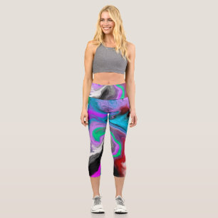 Colourful Marble Art Explosion  Capri Leggings