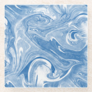 Colourful Marble Art Pattern. Glass Coaster