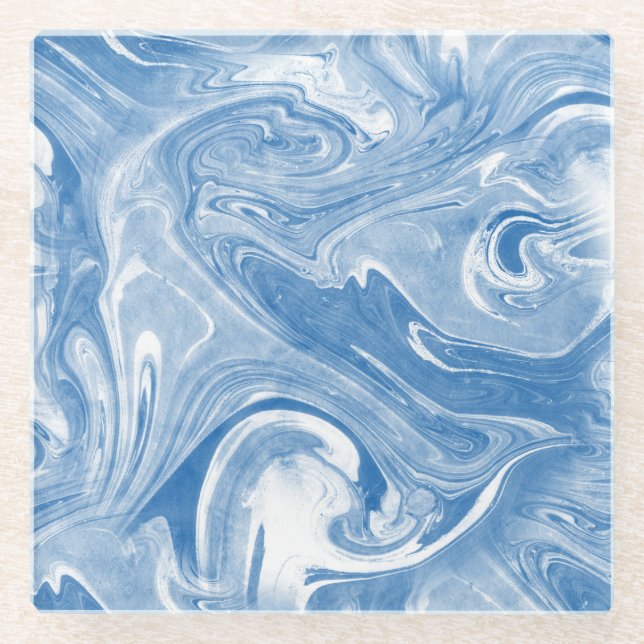 Colourful Marble Art Pattern. Glass Coaster (Front)