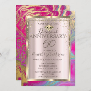 Colourful Marble Glitter Wedding Anniversary Invitation