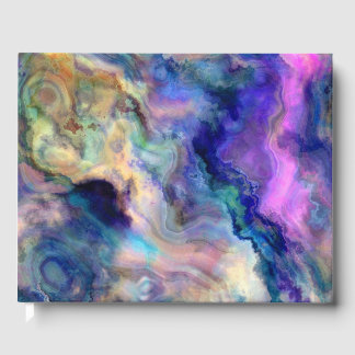 Colourful marble guest book