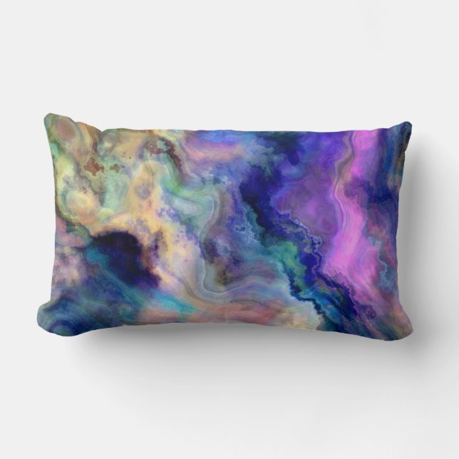 Colourful marble lumbar cushion (Front)